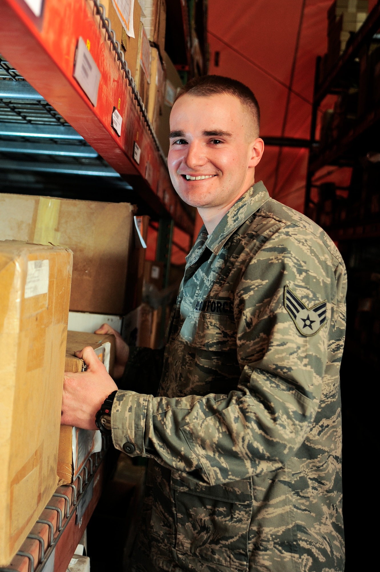 Senior Airman Christopher McCoy is a 376th Expeditionary Logistics Readiness Squadron storage and issue journeyman from the 31st Fighter Wing, Aviano Air Base, Italy. He is a native of Bristow, Okla. (U.S. Air Force photo/Staff Sgt. Angela Ruiz)