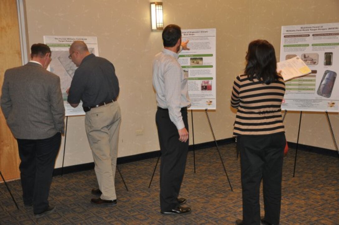 CASA GRANDE, Ariz. — Members of the public view information provided to them at the Public Information Meeting held Jan. 26, regarding actions by the U.S. Army Corps of Engineers Los Angeles District at several of the former Williams Field Bomb Target Ranges. The District is currently engaged in remedial investigation and feasibility study, to include a treatability study and technology demonstration at the sites.