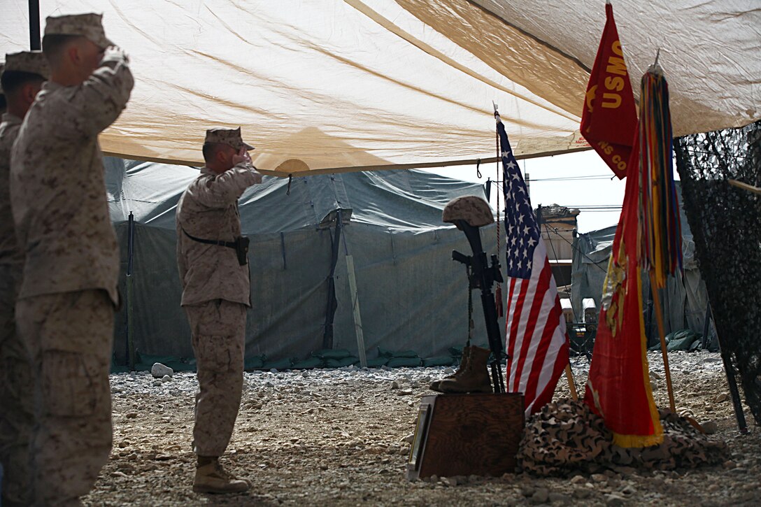 A memorial is held in memory of Sgt. William C. Stacey, a Marine from Seattle, Wash., who was killed in combat in Now Zad District, Helmand Province, Afghanistan on January 31, 2012. Stacey served proudly with the “Magnificent Bastards” of 2nd Battalion, 4th Marines, 6th Marine Regiment. In a letter to his family, he wrote, “If my life buys the safety of a child who will one day change the world, then I know it was all worth it.”