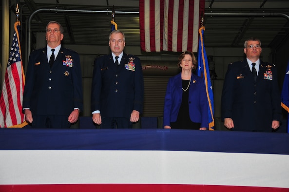 The 171st Air Refueling Wing hosts a change of command ceremony Sunday, Feb. 5.  Col. Anthony J. Carrelli accepts command of the 171st Air Refueling Wing from Brig. Gen. Roy Uptegraff who served as the unit’s wing commander since 2006. Maj. Gen. Stephen Sischo, commander of the Pennsylvania Air National Guard, is the official host of the ceremony and is joined by distinguished military officials and community leaders. (National Guard photo by Master Sgt. Stacey Barkey/Released)
