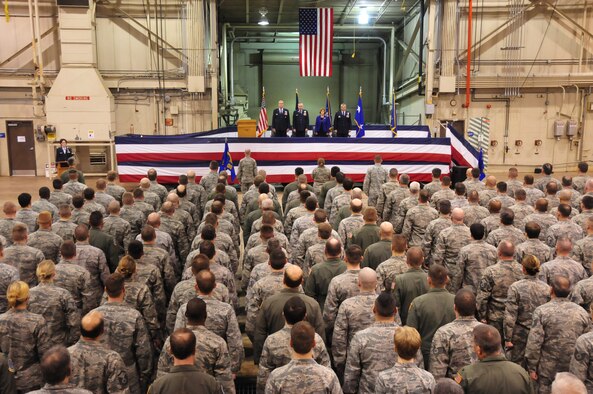 The 171st Air Refueling Wing hosts a change of command ceremony Sunday, Feb. 5.  Col. Anthony J. Carrelli accepts command of the 171st Air Refueling Wing from Brig. Gen. Roy Uptegraff who served as the unit’s wing commander since 2006. Maj. Gen. Stephen Sischo, commander of the Pennsylvania Air National Guard, is the official host of the ceremony and is joined by distinguished military officials and community leaders. (National Guard photo by Master Sgt. Ann Young/Released)
