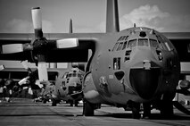 A row of four MC-130E Combat Talon Is stand at the ready on the Duke Field flightline.  Four of Duke’s nine Talons, including Aircraft 64-0559 (pictured) will be retired by the end of fiscal year 2012.  Eventually, all of the Talons will disappear from the 919th Special Operations Wing flightline to be replaced by an aviation foreign internal defense aircraft.  (U.S. Air Force photo/Tech. Sgt. Samuel King Jr.) 