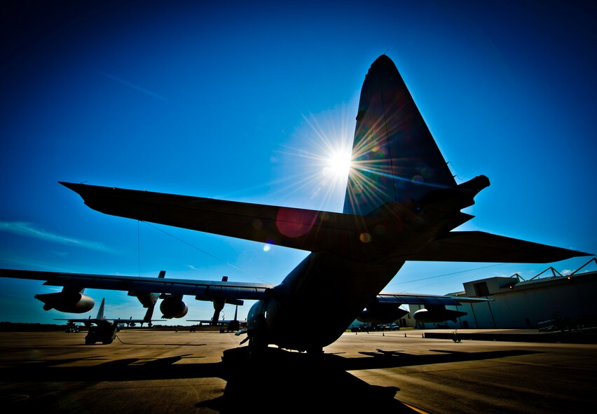 The sun shines off the tail of 64-0559, an MC-130E Combat Talon I on the Duke Field flightline.  0559 is just one of four aircraft scheduled to be retired by the end of fiscal year 2012 as part of the 919th Special Operations Wing’s remissioning. Eventually, all of the Talons will disappear from the Duke flightline and will be replaced by an aviation foreign internal defense aircraft.  (U.S. Air Force photo/Tech. Sgt. Samuel King Jr.)