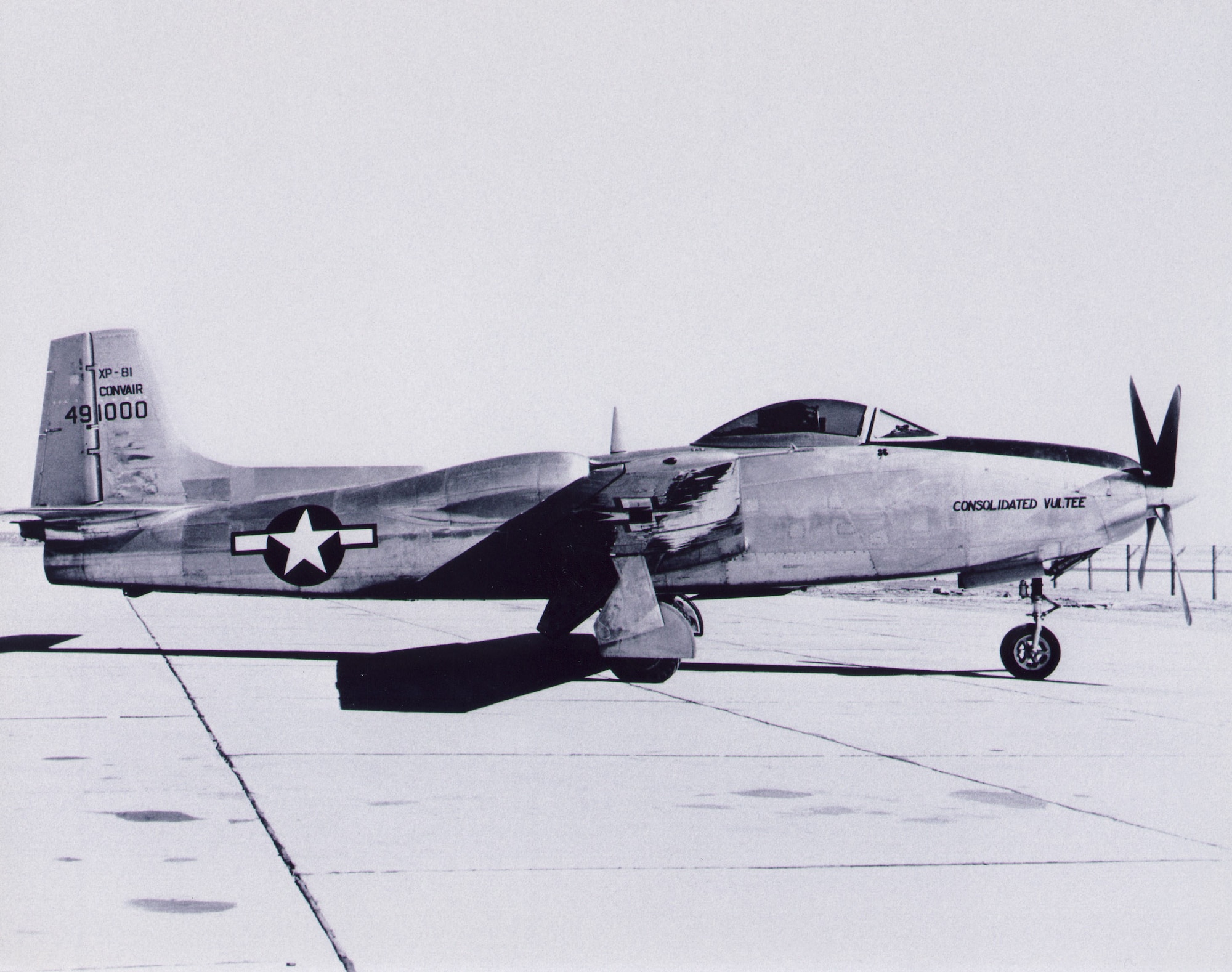 Consolidated Vultee Aircraft Corporation’s XP-81, which made its first flight at Edwards AFB on Feb. 7, 1945. (Courtesy Photo)