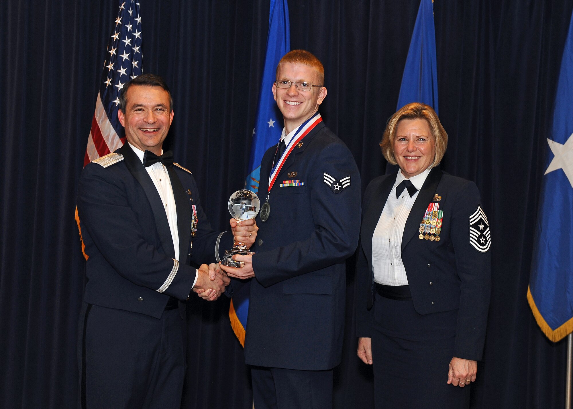 Senior Airman Weston Brown, 55th Strategic Communications Squadron, was named the Airman of the Year during the 55th Wing Annual Awards Banquet at Offutt Air Force Base's Patriot Club Feb. 3.