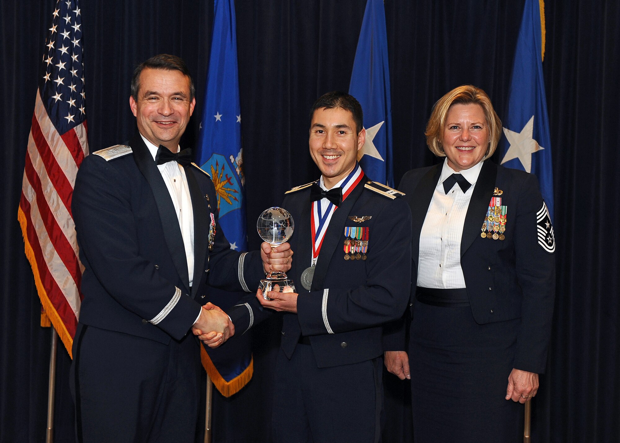 Capt. Nicholas A. Cary, 55th Operations Group, was named the Honor Guard Company Grade Officer of the Year during the 55th Wing Annual Awards Banquet at Offutt Air Force Base's Patriot Club Feb. 3.  (U.S. Air Force Photo by Josh Plueger/Released)

