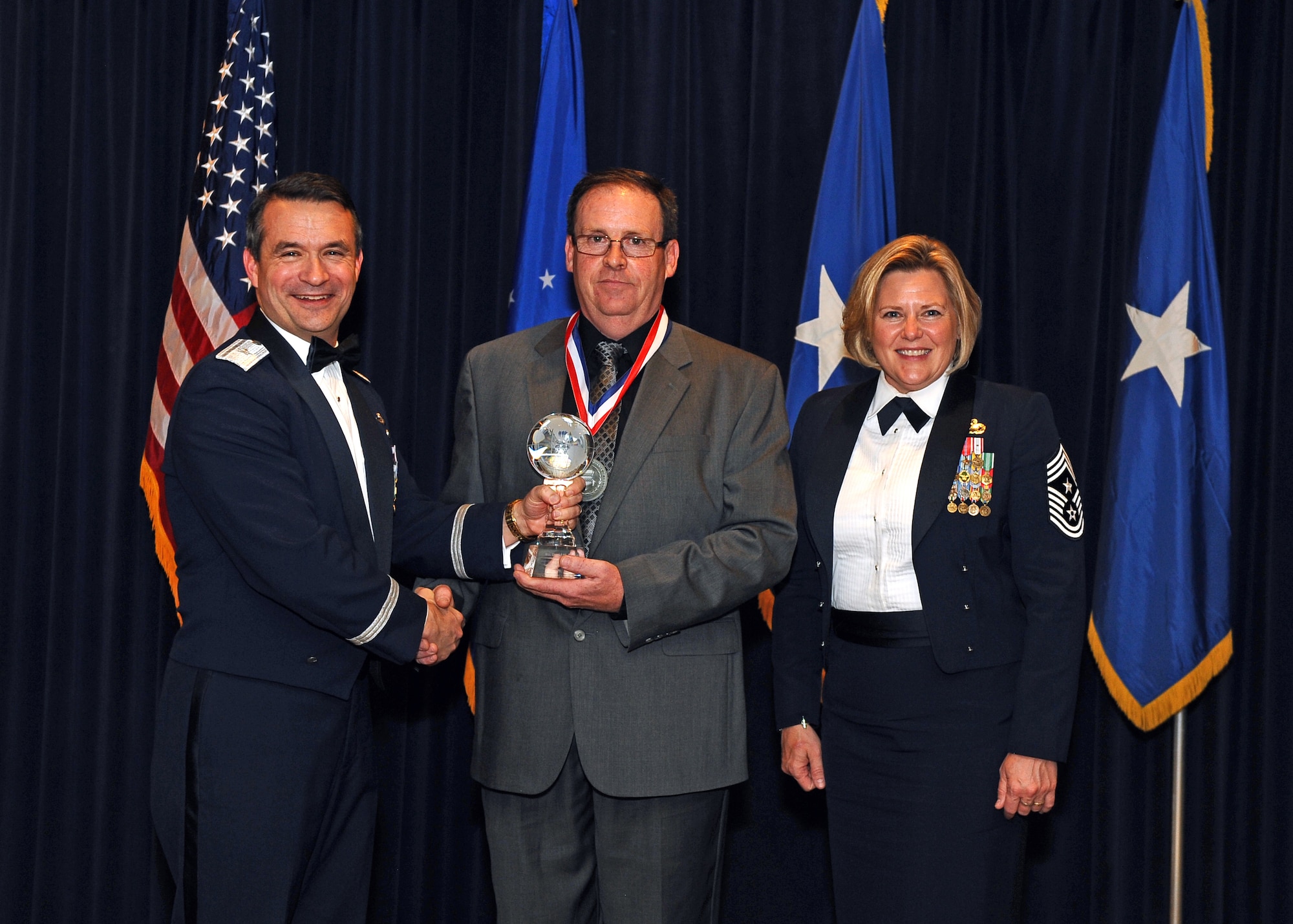 David Bird, 55th Maintenance Squadron, was named Senior Civilian of the Year during the 55th Wing Annual Awards Banquet at Offutt Air Force Base's Patriot Club Feb. 3. (U.S. Air Force Photo by Josh Plueger/Released)