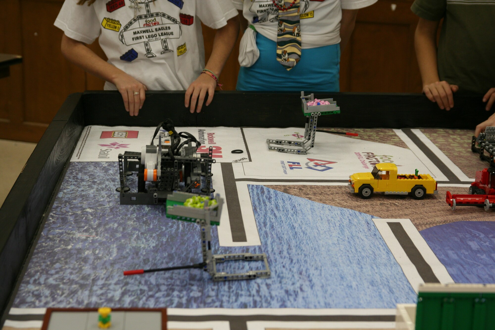 The Maxwell Elementary Middle School students demonstrated their winning presentation and robot during a school board meeting Jan. 24. The Soaring Eagles reached great heights in December, placing first in a regional competition and second at the state level in the First Lego League competition. (Courtesy photo)