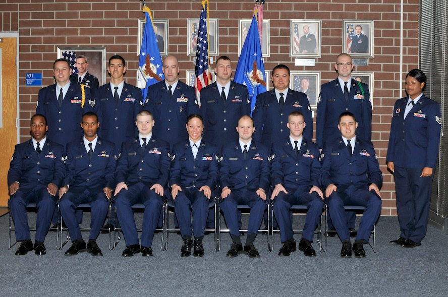 McGHEE TYSON AIR NATIONAL GUARD BASE, Tenn. -  Airman Leadership School Class 12-2, C-Flight, gathers at the I.G. Brown Training and Education Center, Feb. 6, 2012.  (National Guard photo by Master Sgt. Kurt Skoglund/Released)