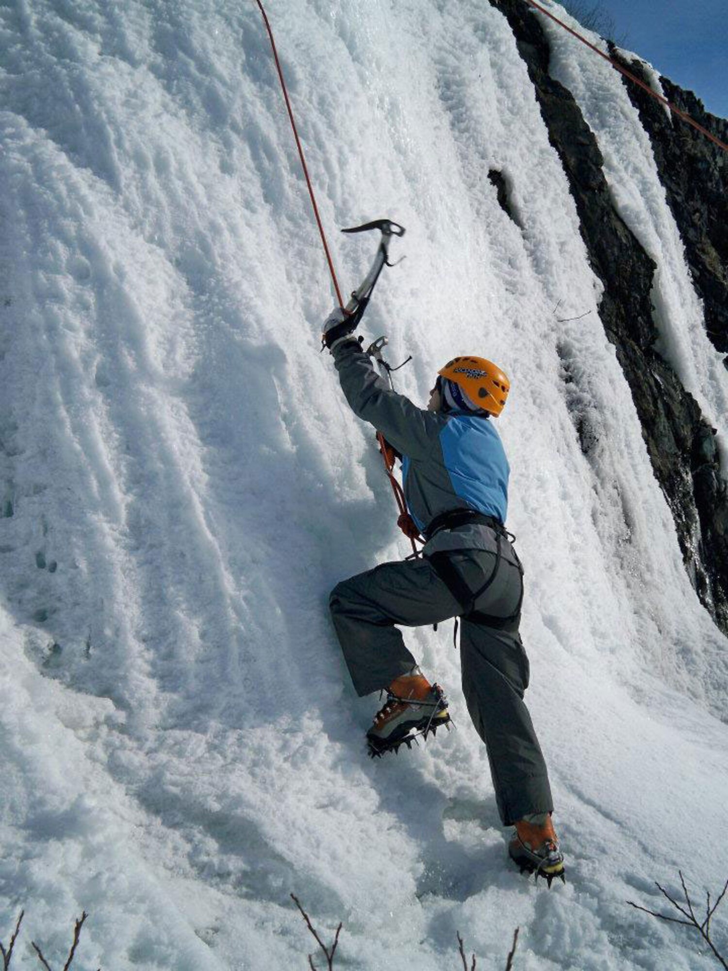 Ice climbing is a fun and challenging sport that some members of Better Opportunities for Single Service members take advantage of during Alaskan winters. (Photo courtesy of JBER BOSS)