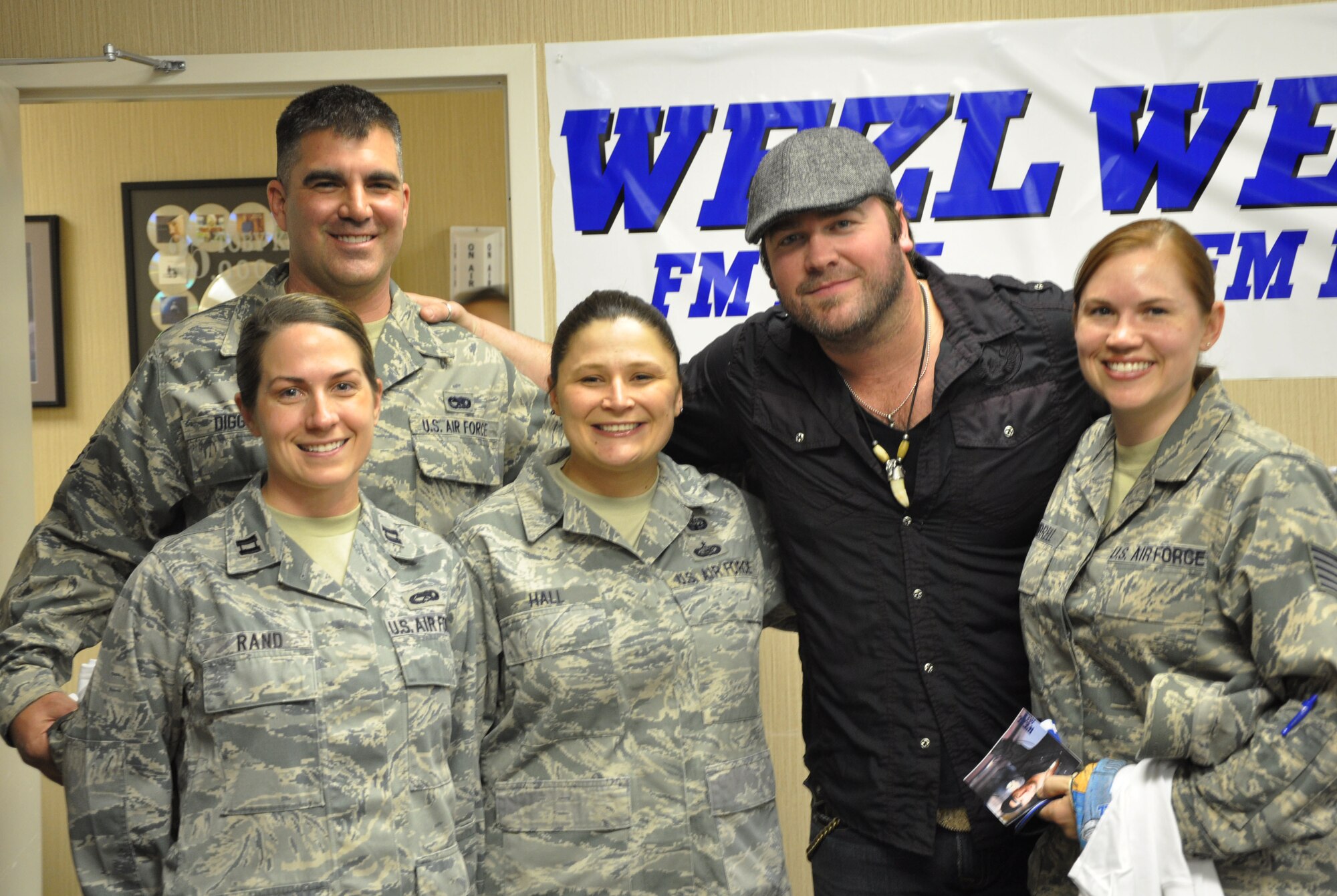 Captain Tabitha Rand and Staff Sergeant Justin Diggins, 315th Maintenance Squadron, Master Sergeant Tiffany Hall, 960th Red Horse Squadron, and Tech. Sergeant Stephanie Kimbrell, 315th Logistics Readiness Squadron, attended a meet and greet for country artist Lee Brice by 315th Honorary Commander Jonathan Clark and Rick Hendrick Hyundai and Chevrolet.

Lee Brice, a native of Sumter S.C., greeted the group of about 30 fans and treated them to an impromptu performance of some of his latest hits and upcoming singles.

