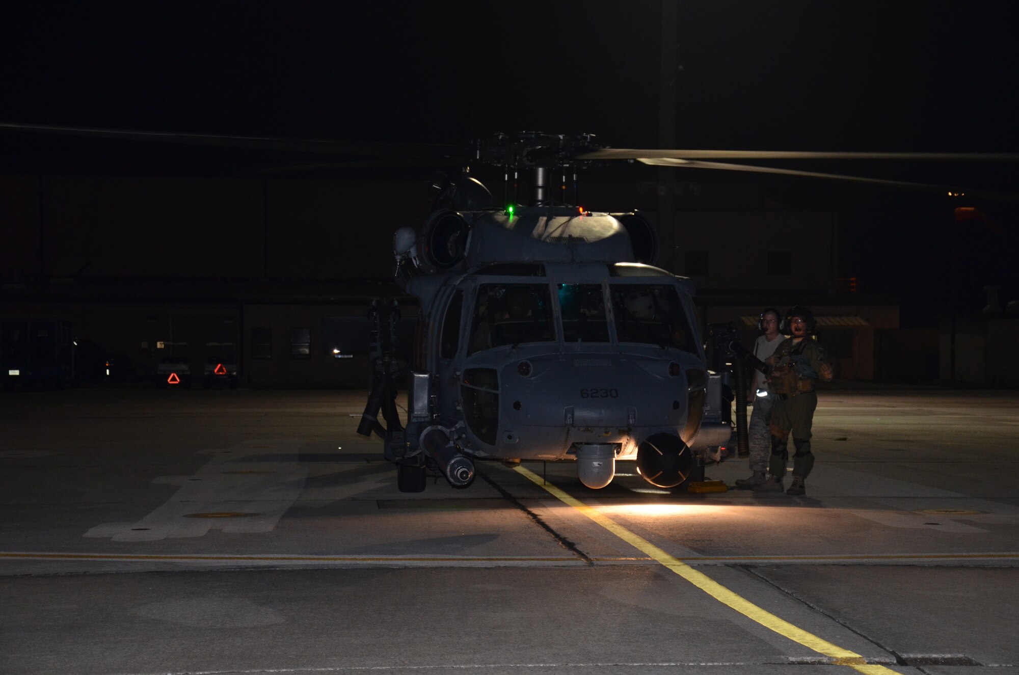 Airmen from Patrick Air Force Base's 920th Rescue Wing land their HH-60G Pave Hawk helicopter after they put their combat rescue skills to action in Central Florida when they answered a call for help. An airboat accident approximately 30 miles north of their training site left three people injured, one critical. The 920th Airmen were able to halt their training and race to the scene to airlift the people to a nearby hospital. (U.S. Air Force photo/Capt. Cathleen Snow)