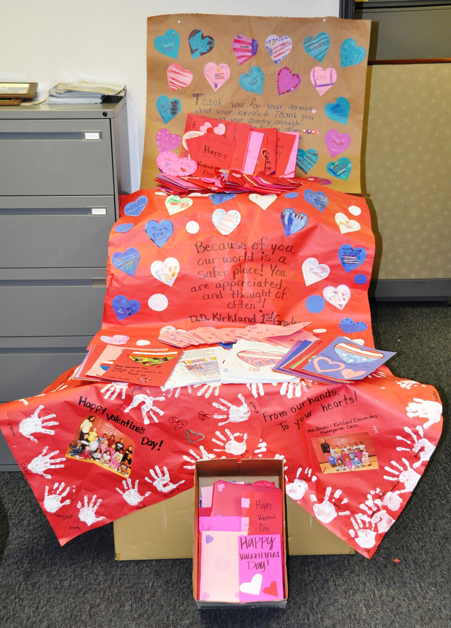 The 507th Air Refueling Wing, along with four area schools, have partnered up to celebrate veterans from the Norman, Okla., Veterans Center this Valeentine's Day.  This marks the seventh consecutive year the 507th ARW has partnered with local schools to bring Valentines for Vets to the center's residents.  This year, students from Central and Surrey Hills Elementary Schools in Yukon, Okla., along with students from D.D. Kirklan Elementrary and Putnam City High School in the Putnam City, Okla., school district produced more than 850 personalized St. Valentine's Day messages.  "Since 2006, I've had the privilege and honor of organizing and helping students produce more than 6,550 Valentine cards for our nation's heroes," said Bill Pierce, principal of Kirkland Elementary and a major with the 507th ARW.  "For my students, it's been a great learning opportunity and a meaningful way to give back to these men and women that have sacrificed so much," said Pierce.