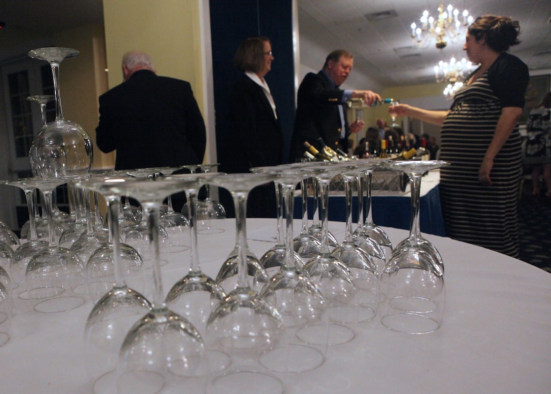 Wine glasses were set on the table for participants to use during the Wine Tasting event held at the Paradise Point Officers’ Club aboard Marine Corps Base Camp Lejeune, recently. Paradise Point Officers’ Club will be hosting their next wine tasting on March 8. ::r::::n::