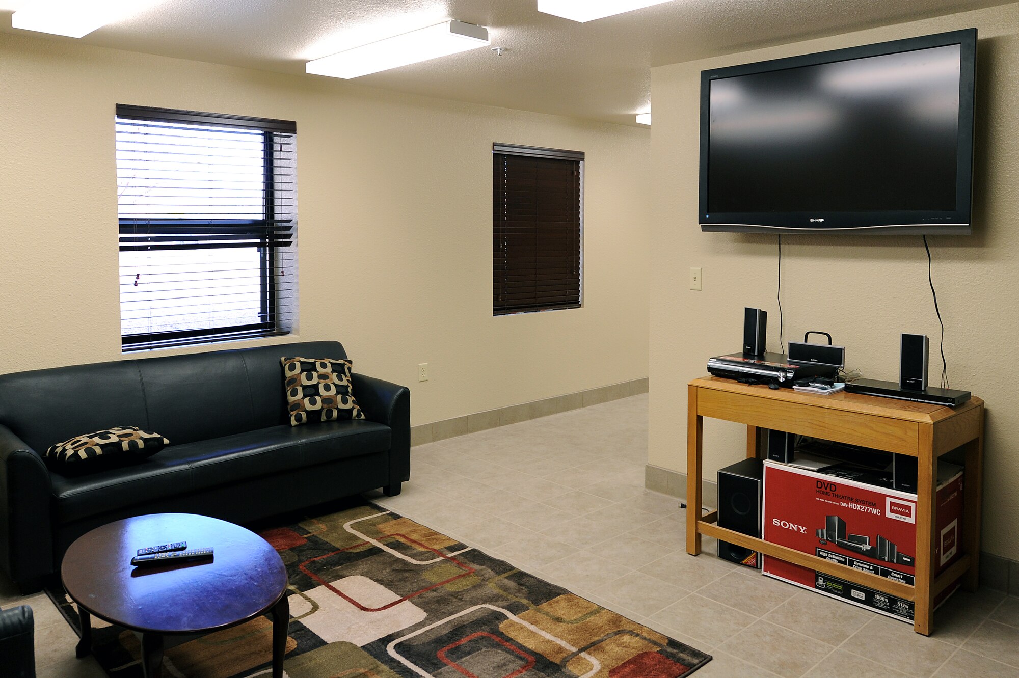 After undergoing renovations, dorms 1156 and 1159 are available to house Airmen at Cannon Air Force Base, N.M., Feb 9, 2012.  In addition to individual room upgrades, common spaces such as kitchens and day rooms recievied new furnishings, appliances, tile and paint.  (U.S. Air Force Photo by Airman 1st Class Xavier Lockley)