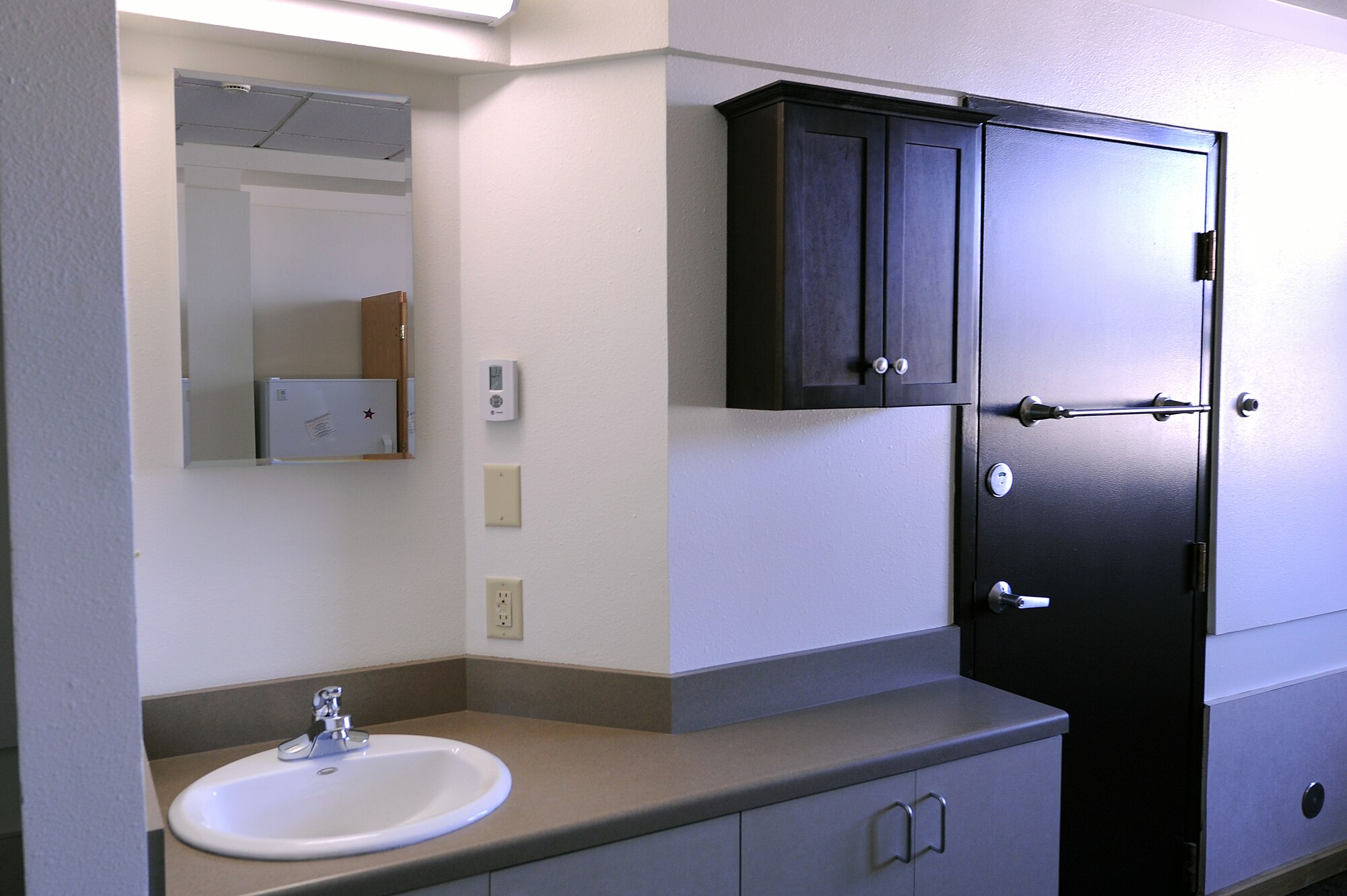 After undergoing renovations, dorms 1156 and 1159 are available to house Airmen at Cannon Air Force Base, N.M., Feb 9, 2012.  In addition to individual room upgrades, common spaces such as kitchens and day rooms recievied new furnishings, appliances, tile and paint.  (U.S. Air Force Photo by Airman 1st Class Xavier Lockley)