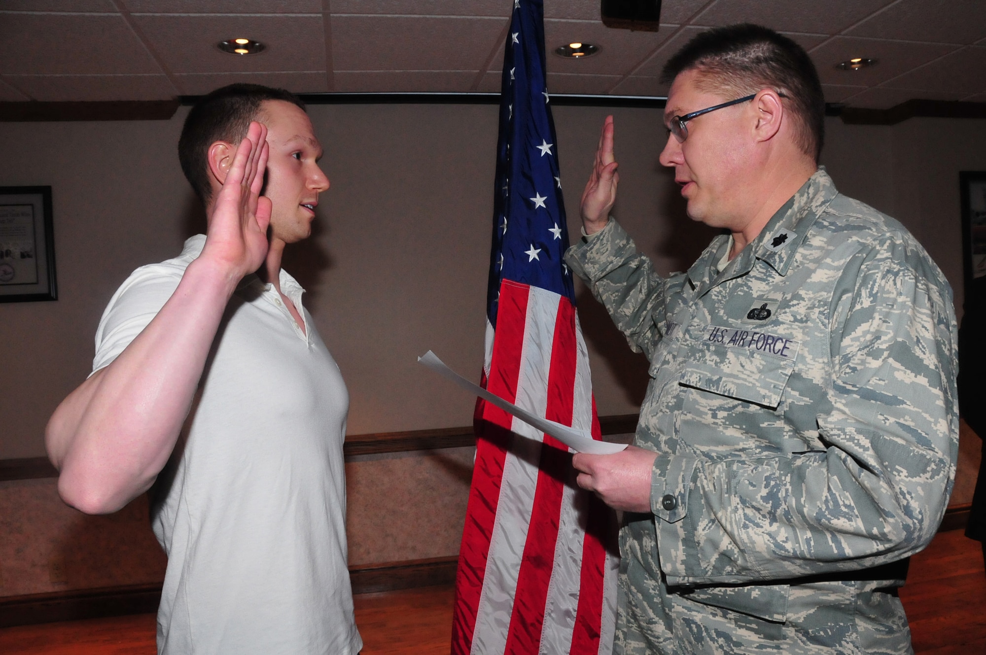 The 171st Air Refueling Wing  loses one of its members when he is commissioned Feb. 9.  Senior Airman Garrett Herdman, a Personnel Specialist assigned to the 171st Force Support Squadron is awarded a scholarship through the Armed Forces Health Professions Scholarship Program.  He is commissioned as a Second Lieutenant in the Medical Service Corps and placed on inactive, obligated Reserve status while completing his studies.

(National Guard photo by Master Sgt. Ann Young)