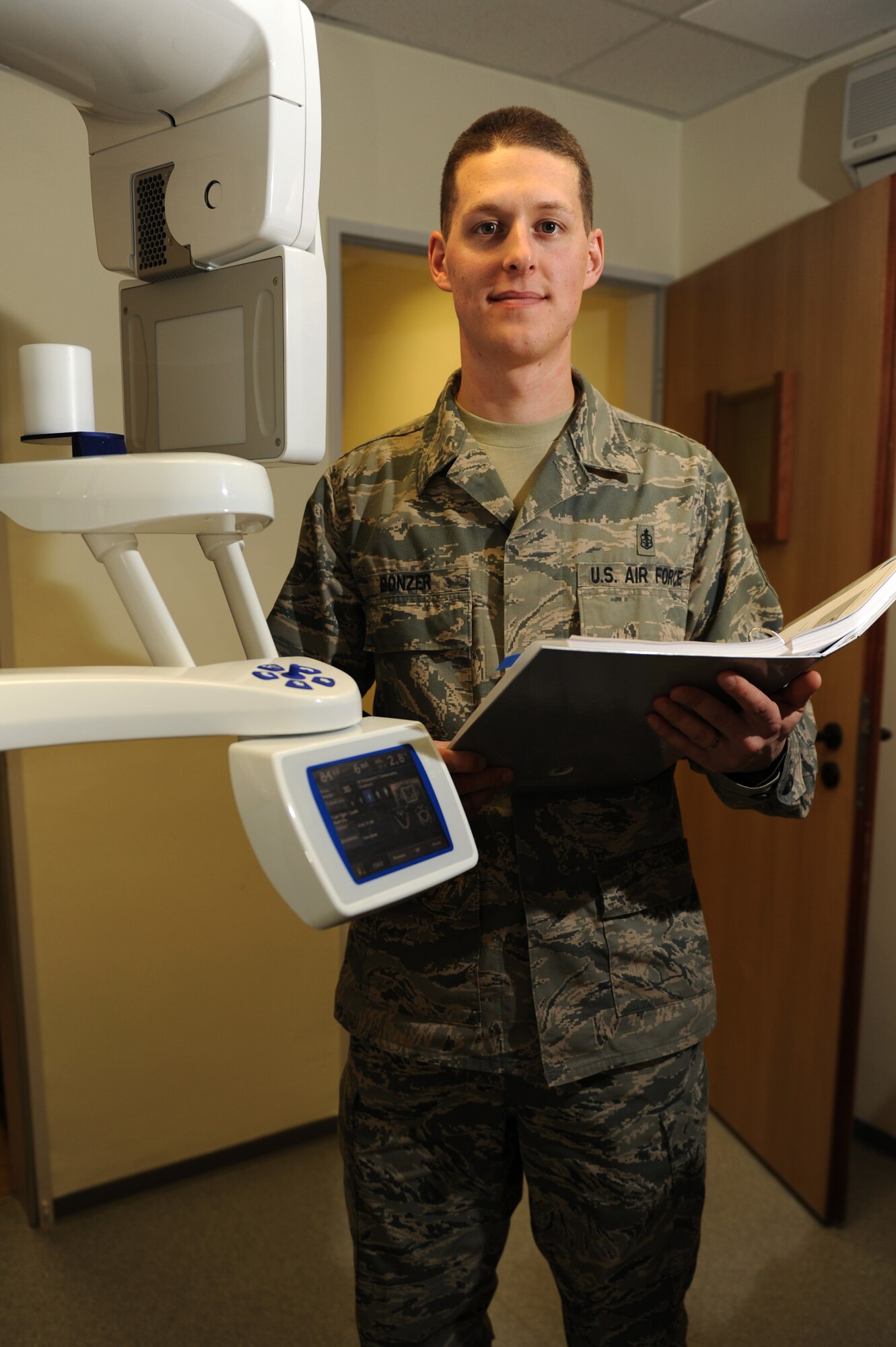 Staff Sgt. Elijah Bonzer, 52nd Medical Support Squadron Biomedical equipment repair technician, is the Super Saber Performer for the week of Feb. 9 - 15. (U.S. Air Force photo by Airman 1st Class Matthew Fredericks/Realeased)