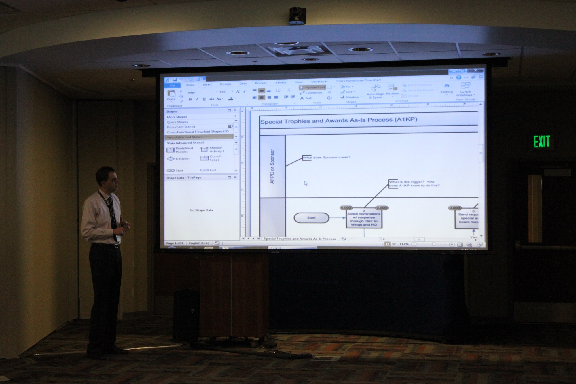 Cody Comer, Strategic Partner, Booz Allen Hamilton, led the Business Process Review (BPR) event for Promotions, Awards and AGR Review Board last week at the Air Reserve Personnel Center (ARPC) Feb. 7 (U.S. Air Force photo/Lt. Col. Tricia York)