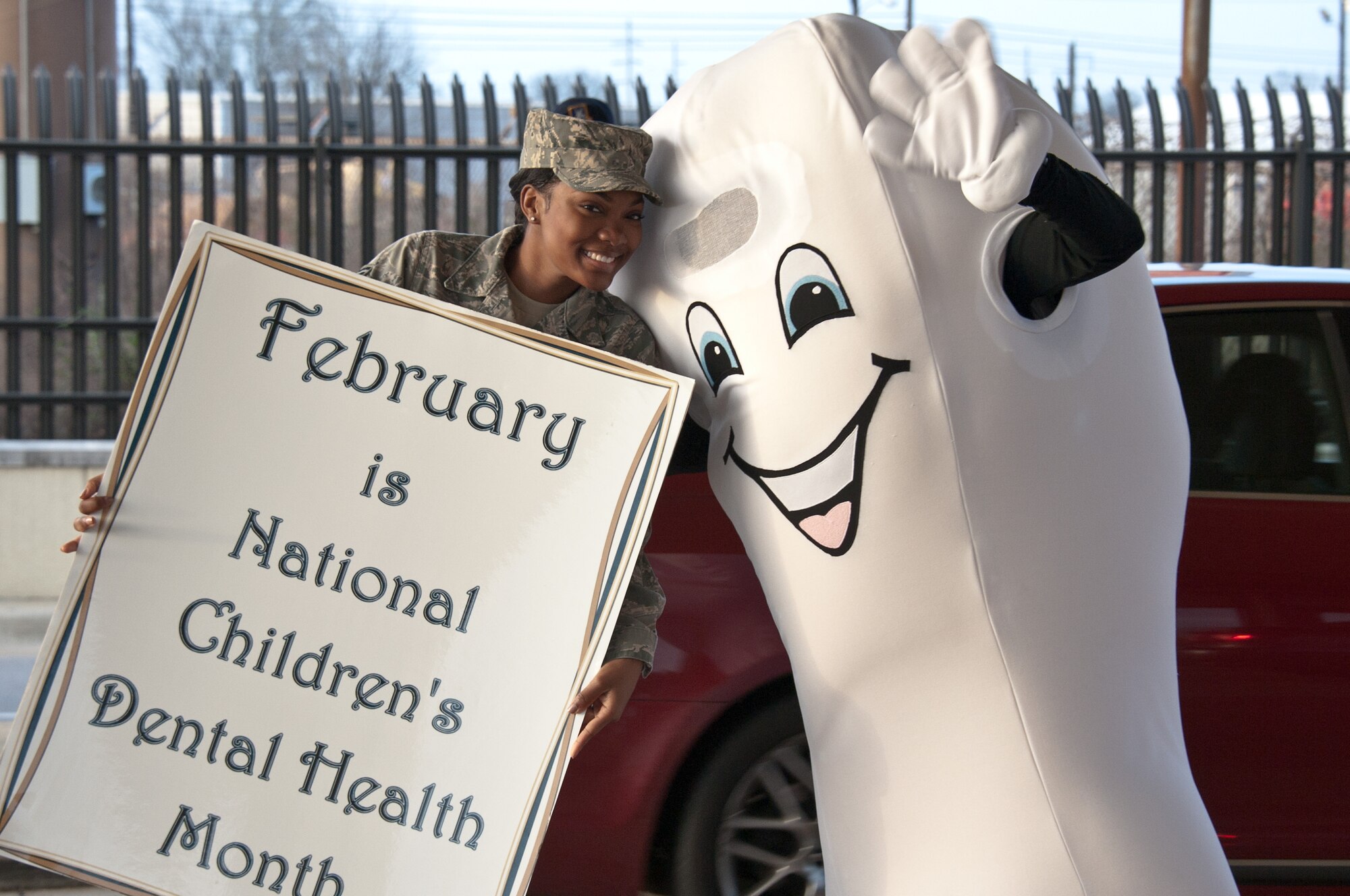 The American Dental Association sponsors National Children's Dental Health Month in February to raise awareness and inform the public about the importance of children's dental health. The Maxwell dental clinic participates in the themed month every year. The major and representatives from the dental clinic will visit Maxwell Elementary Middle School next week to talk to students about proper dental hygiene. (Air Force photo/Melanie Rodgers Cox)