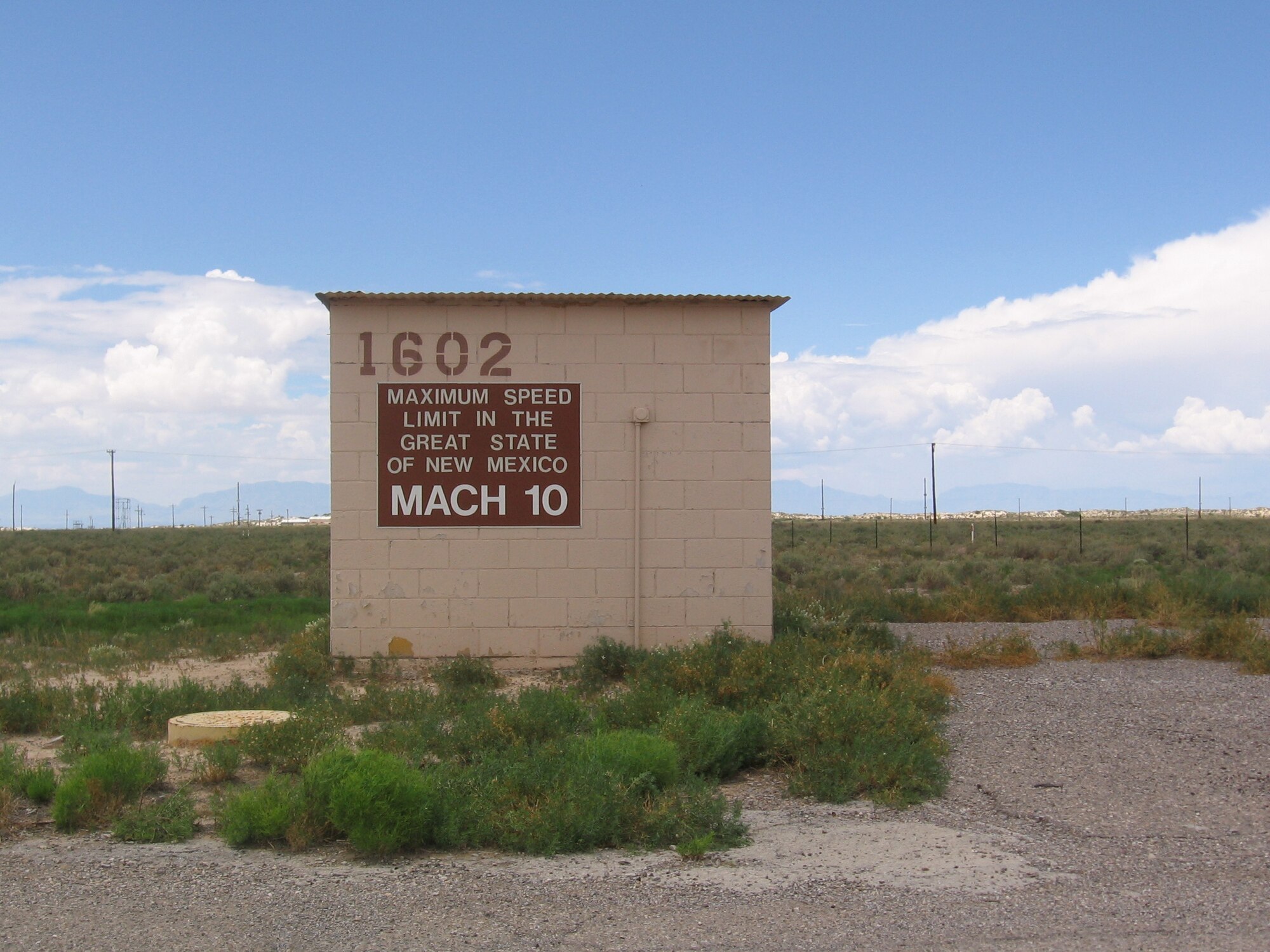 HOLLOMAN AIR FORCE BASE, N.M. -- A sign greets all visitors to the 846th Test Squadron and the Holloman High-Speed Test Track. At the HHSTT, the speed limit is Mach 10.