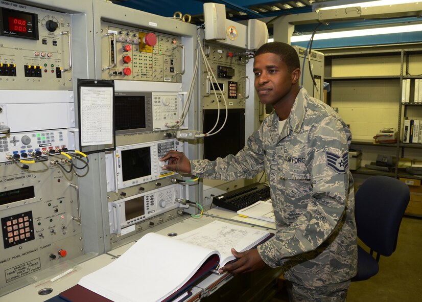 Staff Sgt. Ousseynou S. Sonko, an avionics sensors and electronic warfare systems mechanic in the 175th Maintenance Squadron, calibrates automated support equipment. (National Guard photo by Master Sgt. Ed Bard)