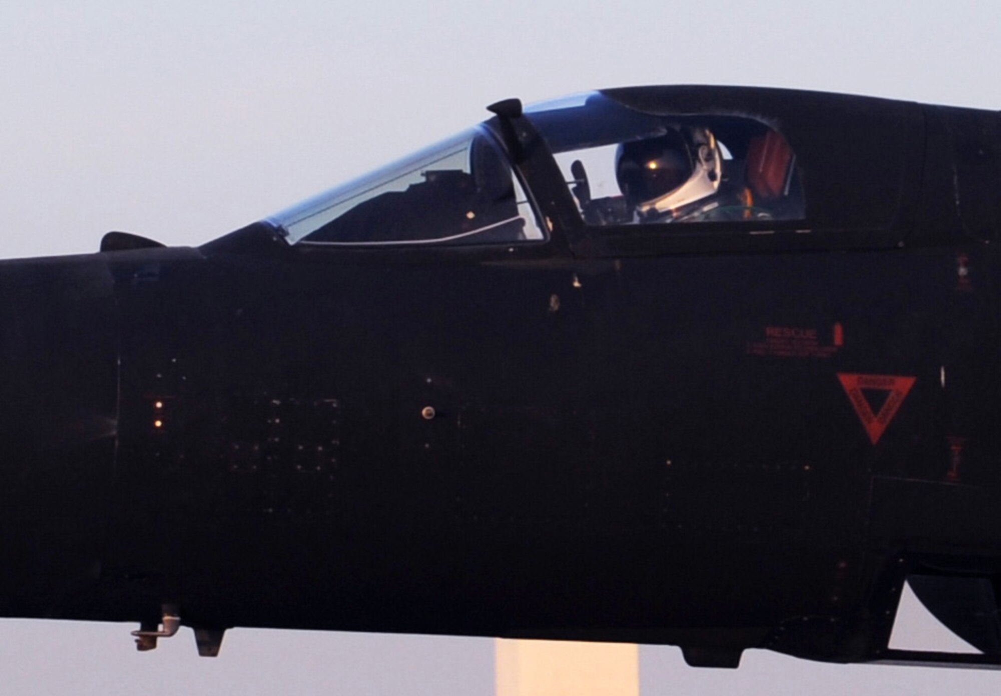 SOUTHWEST ASIA - Maj. Mark taxis a U-2 to its hangar Feb. 10, 2012 after reaching his 2,000th flight hour in the aircraft. He is deployed from Beale Air Force Base, Calif., to the 99th Expeditionary Reconnaissance Squadron. (U.S. Air Force photo/1st Lt. Victoria Porto)