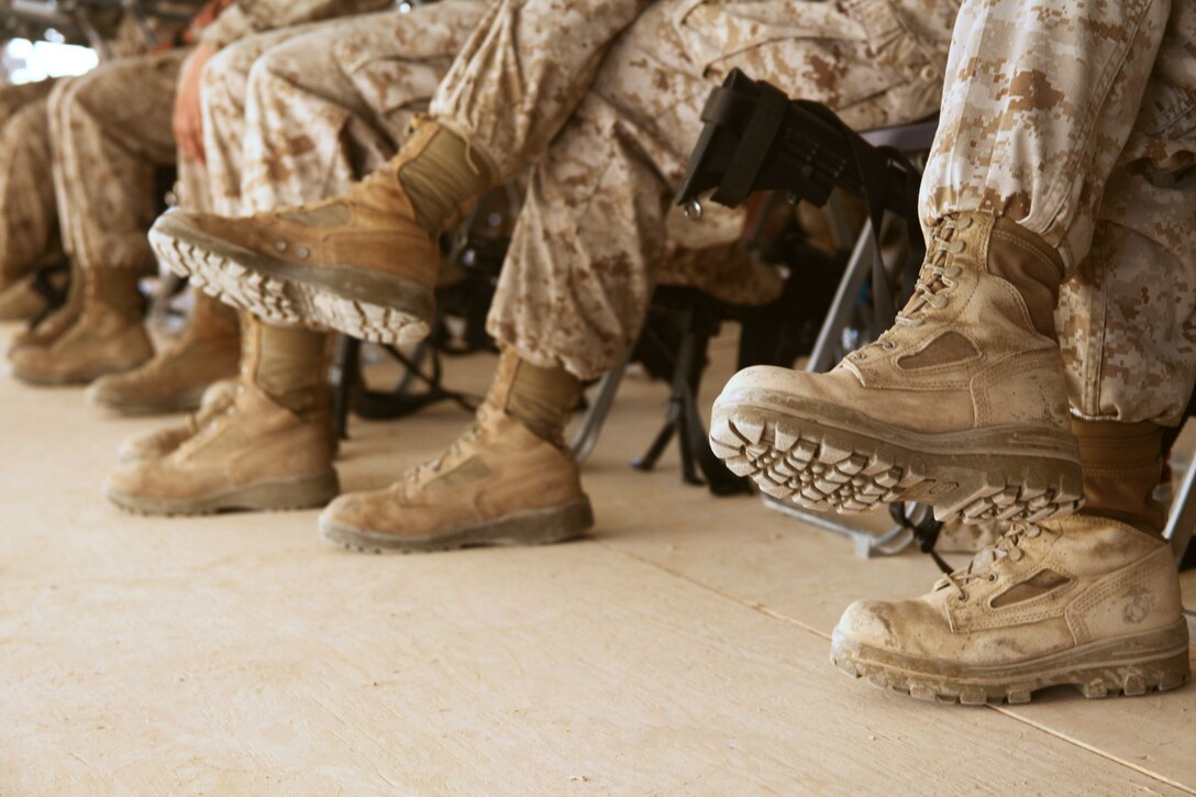 Marines with Female Engagement Team, assigned to Task Force Belleau Wood and utilized as a 2nd Marine Division (Forward) asset, sit during a class while at Camp Leatherneck, Helmand province, for reset training, Nov. 13. Every 45 days the Marines return to Camp Leatherneck from the battalions they are assigned to for training in areas such as Rules of Engagement and tactics for relationship building with the Afghan populace. 