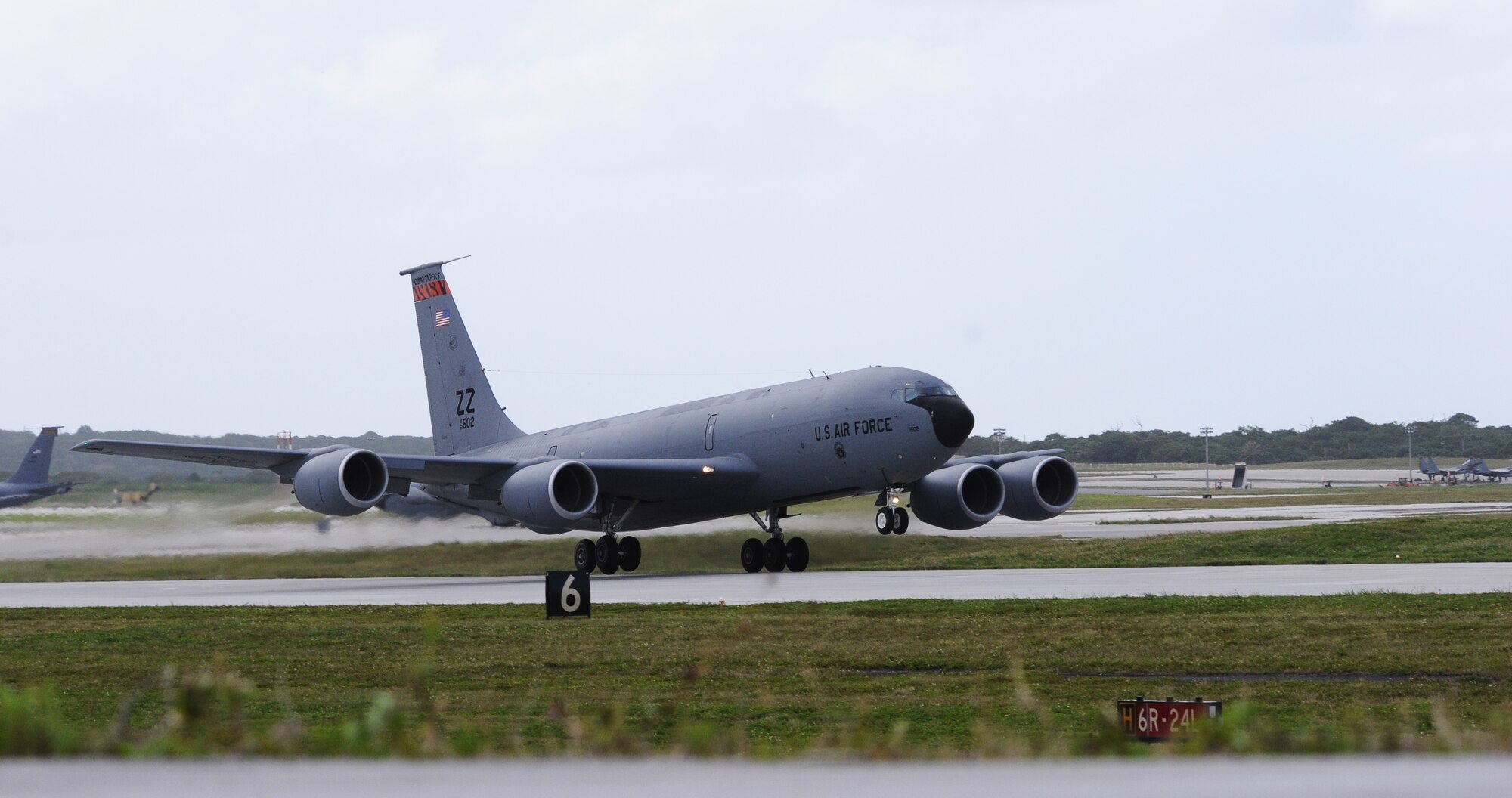 ANDERSEN AIR FORCE BASE, Guam- A K-135 takes off from here during Cope North 2012, Feb.15. Exercise Cope North 2012 kicked off Feb. 11 here bringing more than 1,000 military members to the island of Guam. The three-week exercise, featuring U.S. Air Force, Japan Air Self Defense Force and Royal Australian Air Force assets and servicemembers, demonstrates the three nations’ commitment to peace and stability in the Pacific Region. (U.S Air Force photo/Senior Airman Carlin Leslie)
