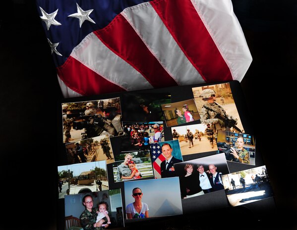 Highlights from Staff Sgt. Jessica McMahan's 12 year Air Force career are displayed Feb. 10. McMahan deployed twice to Iraq and is a Bronze Star recipient. McMahan is a combat broadcaster with the 1st Combat Camera Squadron at Joint Base Charleston - Air Base. (U.S. Air Force photo/Staff Sgt. Nicole Mickle)