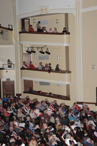 Spectators fill the Albany Municipal Auditorium in Albany, Ga., during the Albany Marine Band’s final concert, Tuesday.