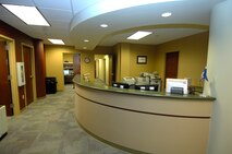 Part of the renovations of 375th Contracting Squadron Building include a new customer service desk at Scott Air Force Base, Ill. Renovations to the building lasted 10 months and cost $1.5 million. (U.S. Air Force photo/Airman 1st Class Jake Eckhardt)