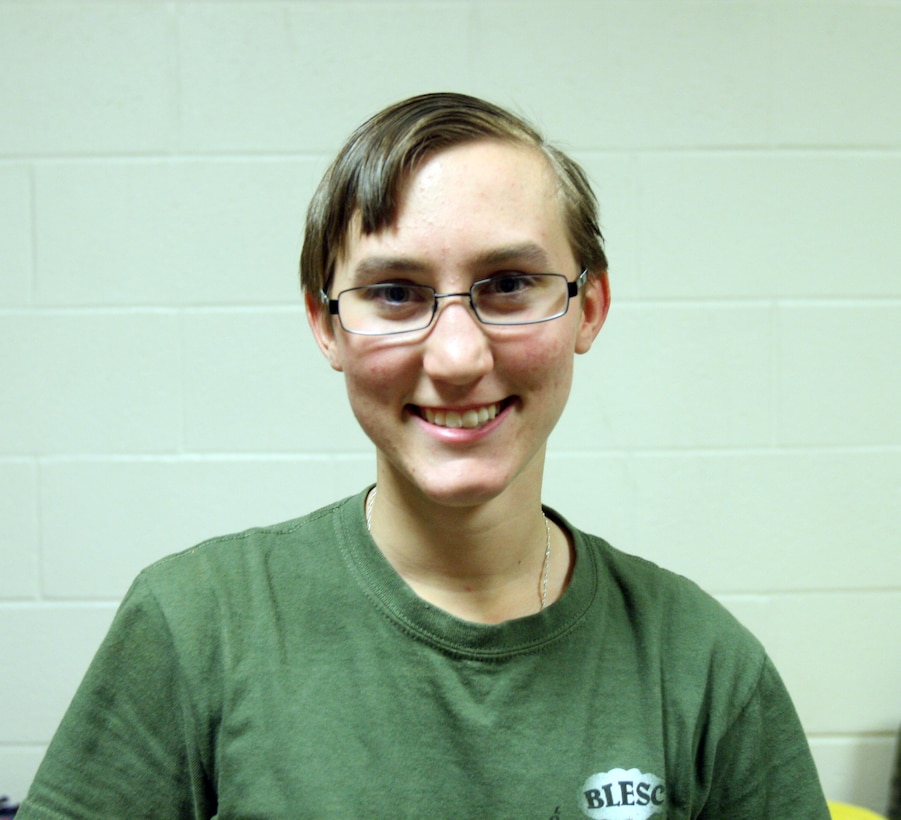 Pfc. Emma Marie Wott, an embarkation specialist with Combat Logistics Regiment 27, 2nd Marine Logistics Group, poses for a photo aboard Camp Lejeune, N.C., Feb. 8, 2012. Wott, a Fremont, Ohio, native, learned the meaning of hard work and determination while growing up on a dairy farm. (U.S. Marine Corps photo by Pfc. Franklin E. Mercado)