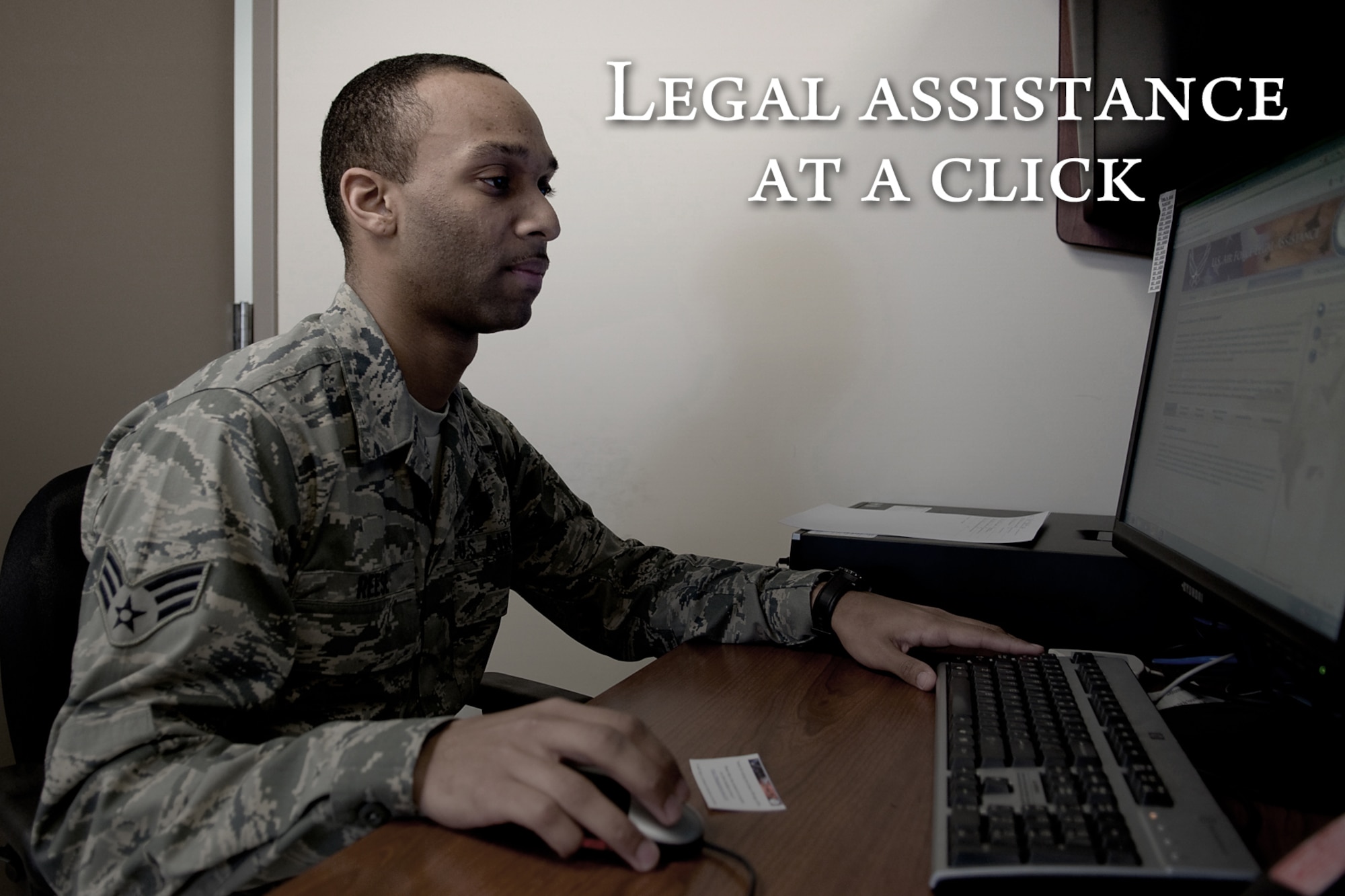 GRISSOM AIR RESERVE BASE, Ind. -- The Air Force legal assistance website is a resource that provides servicemembers, retirees and their dependents basic information on legal assistance topics that commonly affect military members such as consumer affairs, family law, wills and powers of attorney. (U.S. Air Force photo illustration/Tech. Sgt. Mark R. W. Orders-Woempner) 
