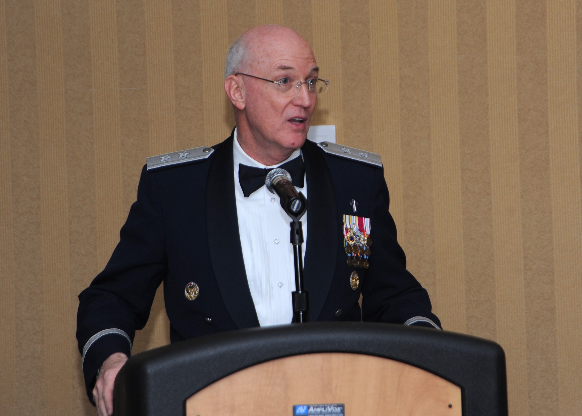 U.S. Air Force Chaplain Maj. Gen. Cecil Richardson, Chief of chaplains, gives a speech during the 12th Air Force Outstanding Performer of the Year Banquet at Davis-Monthan Air Force Base, Ariz., Feb 13, 2012. Chaplain Richardson was the guest speaker for the the 12th Air Force Outstanding Performer of the Year Banquet. (U.S. air force photo by Airman 1st Class Camilla Griffin/Released)