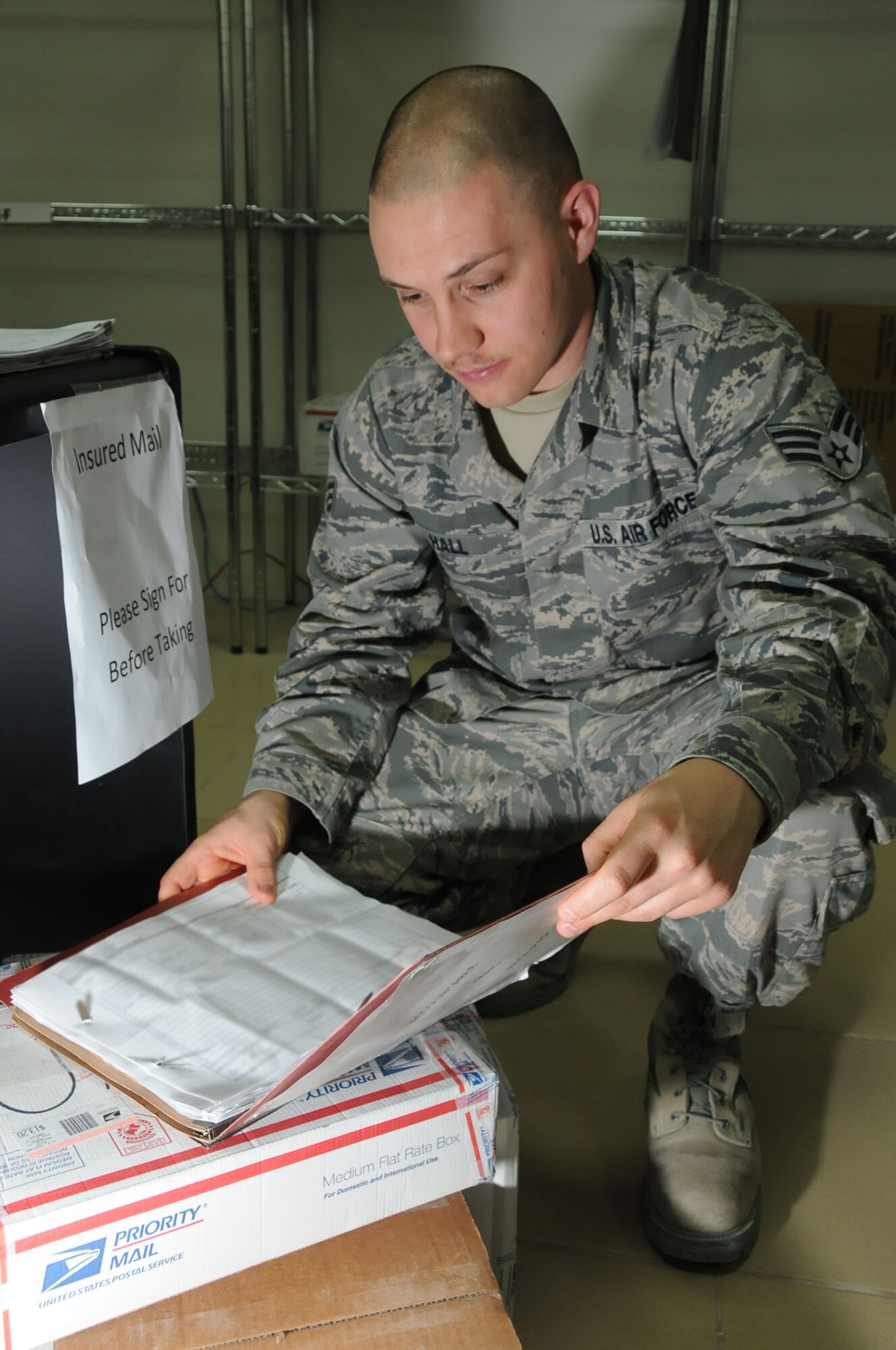 Senior Airman Christopher Hall, 386th Expeditionary Operations Group, is the Rock Solid Warrior for Feb. 17, 2012. He is a Knowledge Operations Manager deployed from the 48th Fighter Wing, Royal Air Force Lakenheath, U.K. (U.S. Air Force photo/Staff Sgt. James Lieth) 
