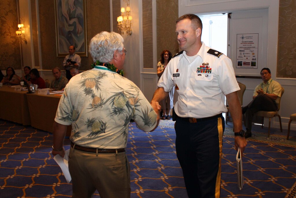 Honolulu District Commander Lt. Col. Douglas B. Guttormsen recently attended the Association of Pacific Ports (APP) winter conference at Ko’olina on Oahu and presented a briefing called, the “U.S. Army Corps of Engineers: Your Partner in the Pacific.”

