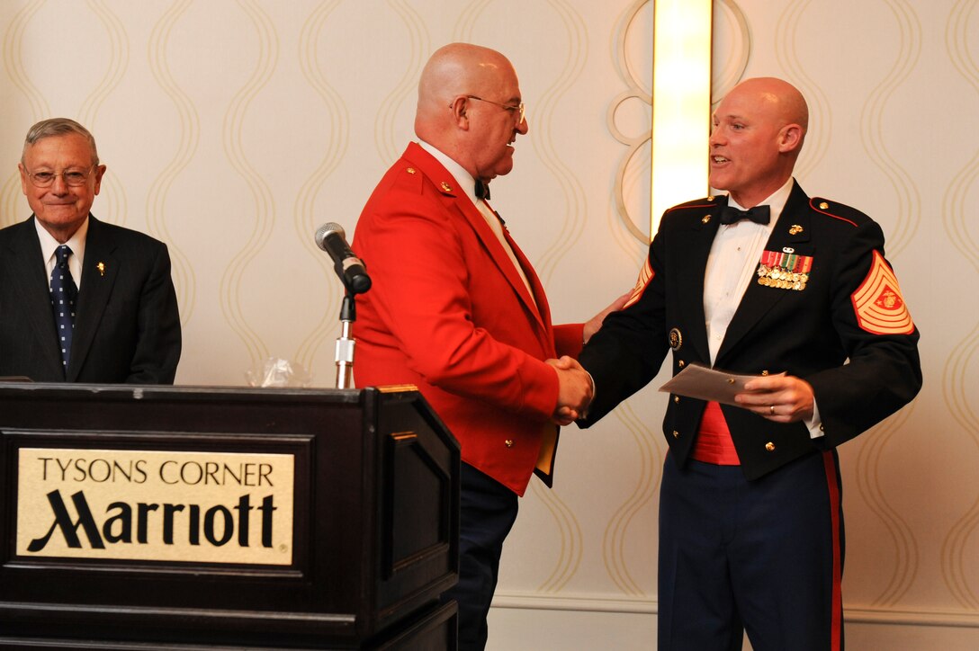 Sgt. Maj. Micheal P. Barrett, the 17th Sergeant Major of the Marine Corps, attends Marine Corps League National Midwinter Staff Conference Banquet in Vienna, Va., Feb. 18, 2012.