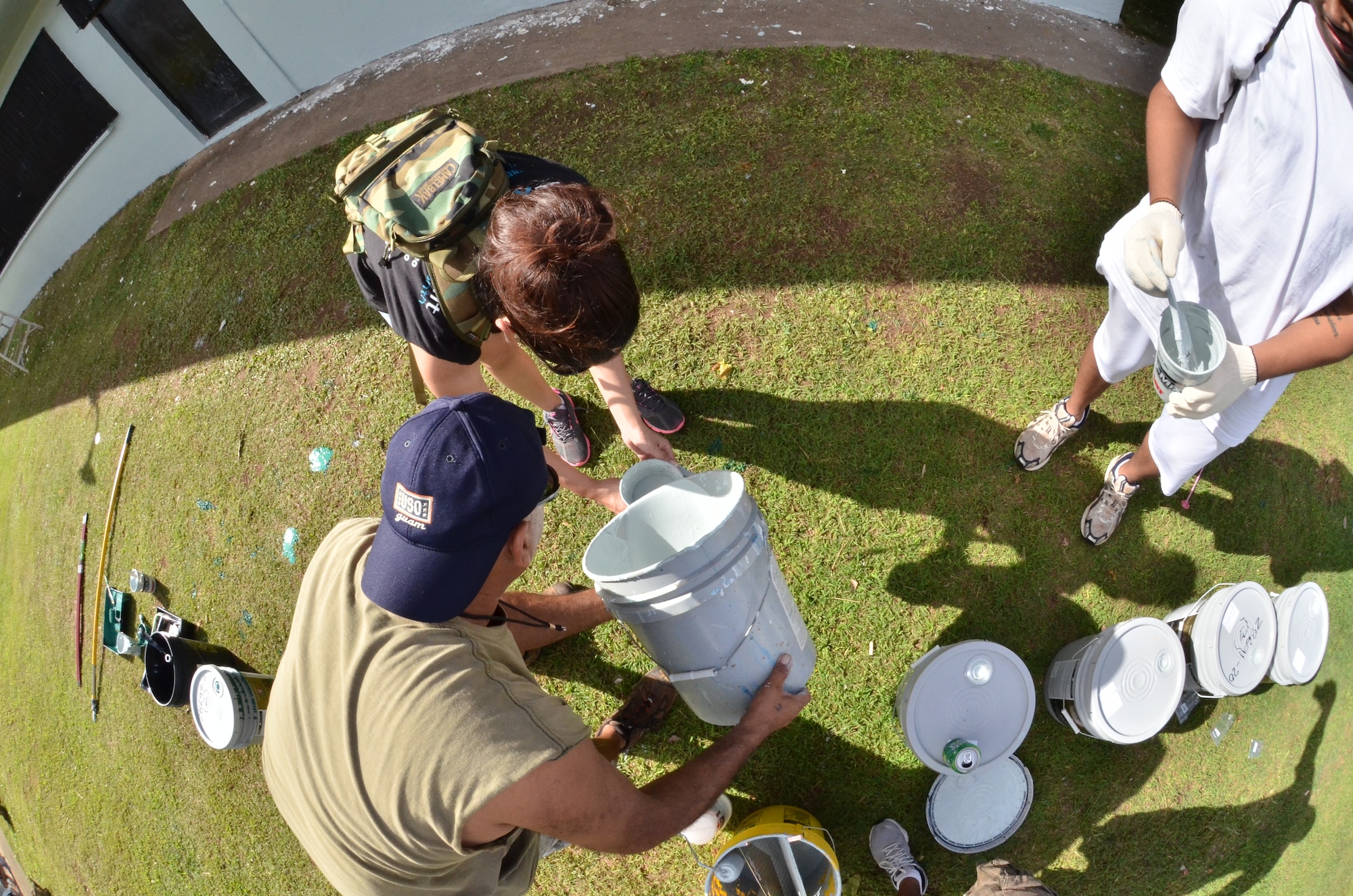 ANDERSEN AIR FORCE BASE, Guam - Members of Team Andersen along with members from the Japan Air Self Defense Force and the Royal Australian Air Force
participate in a community beautification project in Dededo, Guam, Feb. 18.
(U.S. Air Force photo by Staff Sgt. Alexandre Montes) 
