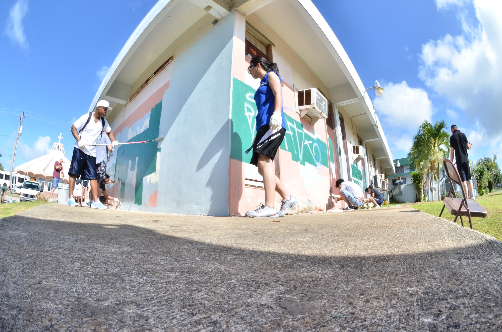 ANDERSEN AIR FORCE BASE, Guam - Members of Team Andersen along with membersfrom the Japan Air Self Defense Force and the Royal Australian Air Force
participate in a community beautification project in Dededo, Guam, Feb. 18.
(U.S. Air Force photo by Staff Sgt. Alexandre Montes) 
