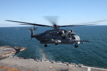 Marines with Marine Heavy Helicopter Squadron 461 land a CH-53E Super Stallion aboard the USS Wasp to support transportation and heavy-lifting roles during Exercise Bold Alligator Exercise 2012, Feb. 1. The exercise, the largest naval amphibious exercise in the past 10 years, represents the Navy and Marine Corps’ revitalization of the full range of amphibious operations. The exercise focuses on today’s fight with today’s forces, while showcasing the advantages of seabasing. This exercise will take place Jan. 30 - Feb. 12, 2012, afloat and ashore in and around Virginia and North Carolina.