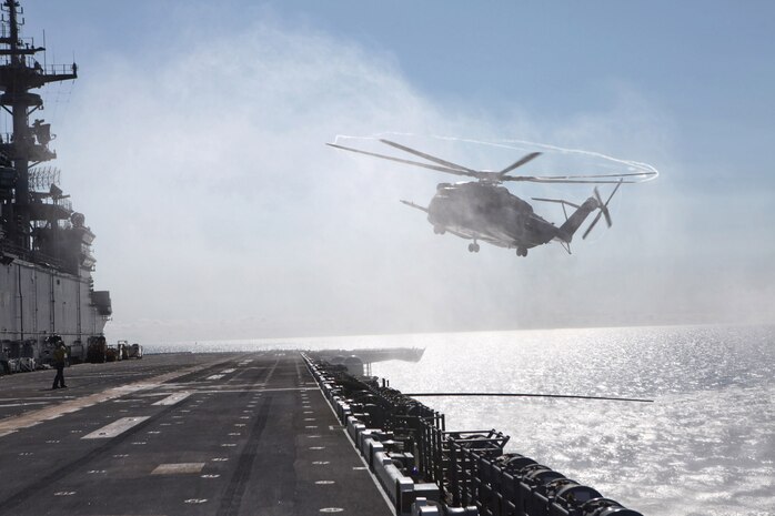 Marines with Marine Heavy Helicopter Squadron 461 land a CH-53E Super Stallion aboard the USS Wasp during Exercise Bold Alligator Exercise 2012, Feb. 1. The exercise, the largest naval amphibious exercise in the past 10 years, represents the Navy and Marine Corps’ revitalization of the full range of amphibious operations. The exercise, the largest naval amphibious exercise in the past 10 years, represents the Navy and Marine Corps’ revitalization of the full range of amphibious operations. The exercise focuses on today’s fight with today’s forces, while showcasing the advantages of seabasing. This exercise will take place Jan. 30 - Feb. 12, 2012, afloat and ashore in and around Virginia and North Carolina.
