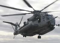 Marines with Marine Heavy Helicopter Squadron 461 conduct field carrier landing practice across from stony bay, near Marine Corps Air Station New River, Nov. 28. This training is intended to prepair them for Operation Bold Alligator, where they will be working from an aircraft carrier.

