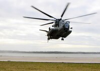 Marines with Marine Heavy Helicopter Squadron 461 conduct field carrier landing practice across from stony bay, near Marine Corps Air Station New River, N.C., Nov. 28. This training is intended to prepair them for Operation Bold Alligator, where they will be working from an aircraft carrier.

