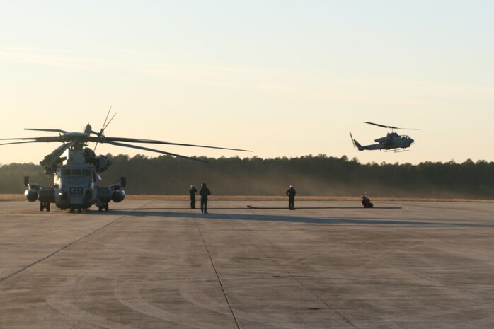Marines with Marine Heavy Helicopter Squadron 461 conducted training setting up a Forward Arming and Refueling Point at Blackstone Army Airfield, Dec. 13.