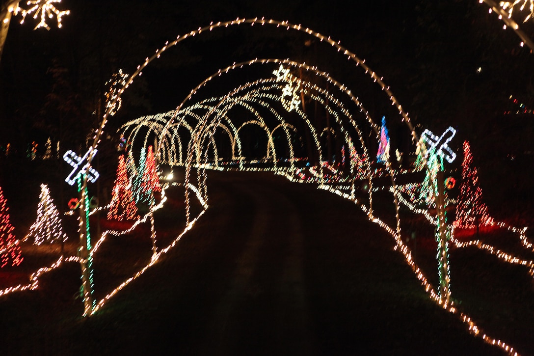 MARINE CORPS BASE CAMP LEJEUNE, N.C. - A tunnel of lights at Mike's Farm during the Holiday Lights, Hayride and Dinner Dec. 3. Mike's farm has more than 500,000 Christmas Lights on display. (Official U.S. Marine Corps Photo by Pfc. Jackeline M. Perez Rivera)