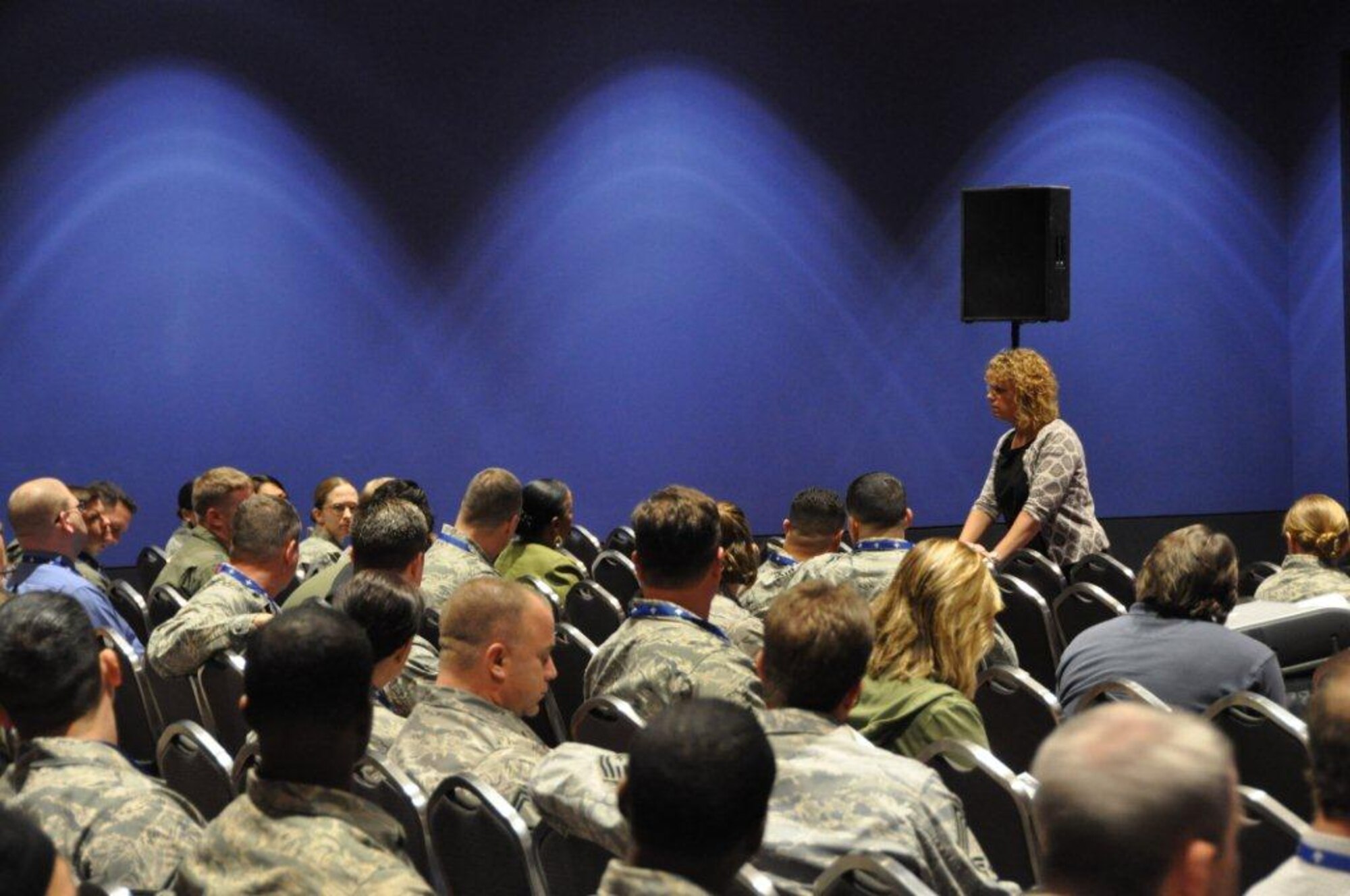 Corey Coleman, 325th Force Support Squadron marketing director, instructs a
class at the 2012 Air Education and Training Command Symposium in San
Antonio, Texas on social networking sites. (U.S. Air Force photo by Airman
1st Class Christopher Reel)
