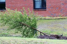 A Marine sits near his window aboard Marine Corps Air Station New River, N.C., following Hurricane Irene, Aug. 27, 2011. The aftermath of Hurricane Irene left a path of destruction aboard MCAS New River, N.C, and coastal Carolina. 