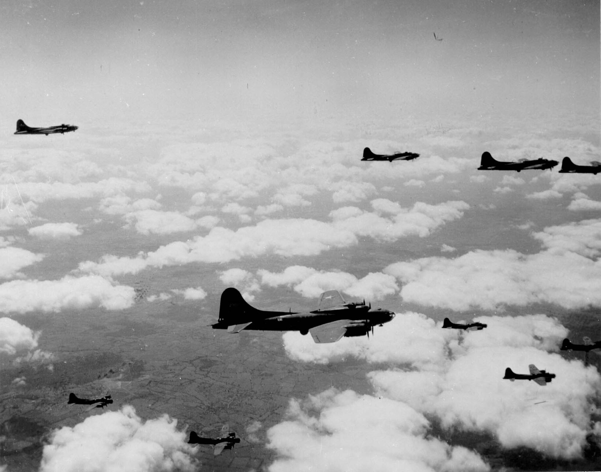 92nd Bombardment Group B-17s on their way to their target in Nazi-occupied Europe during WWII. The 92 BG operated from airfields in England during the war. (Courtesy photo)