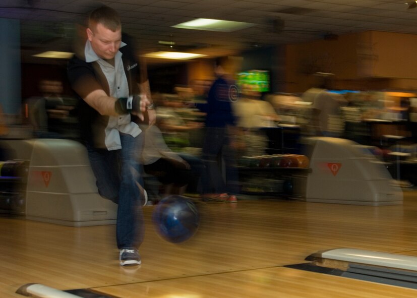 Maj. Shawnn Martin, 7th Equipment Maintenance Squadron, participates in the Dyess Bowl for Kids’ Sake at the Dyess Bowling Alley Feb. 17, 2012 at Dyess Air Force Base, Texas.  The event helped raise money for Big Brother Big Sister, a nonprofit organization that pairs children with mentors to help them reach their potential. Dyess Airmen raised nearly $5,000. (U.S. Air Force photo by Airman 1st Class Damon Kasberg/Released)